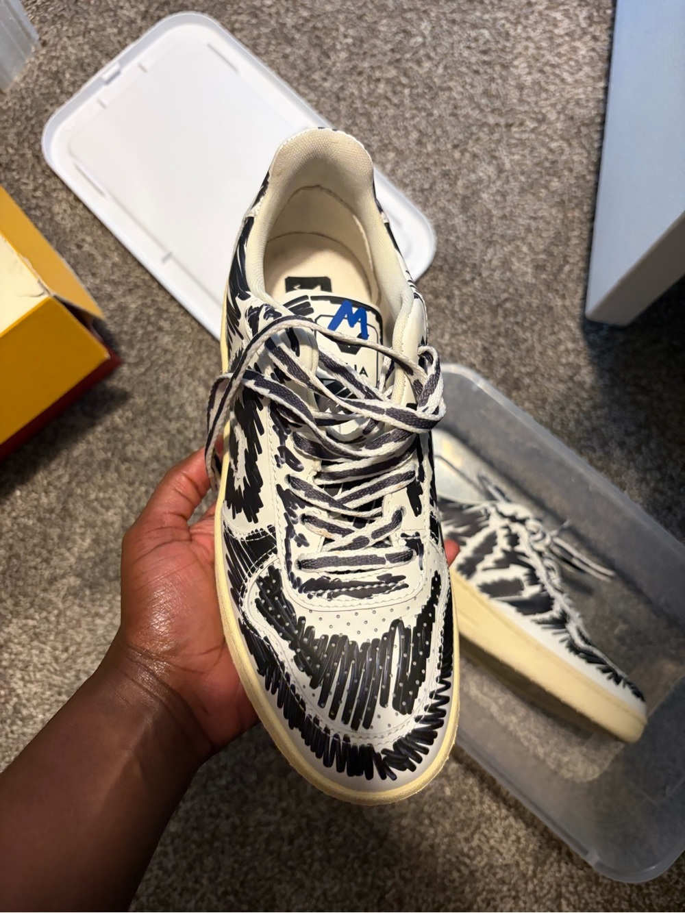 Marni White and Black Hand-Drawn Graphic Women’s Sneaker